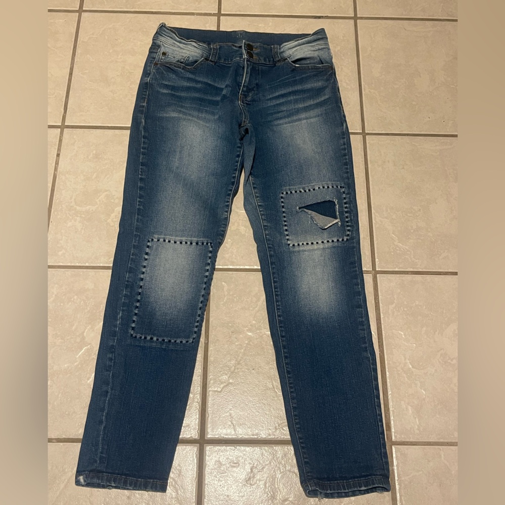 Soho Y2K‎ Women's Blue Straight Leg Jeans with Patchwork Size 6